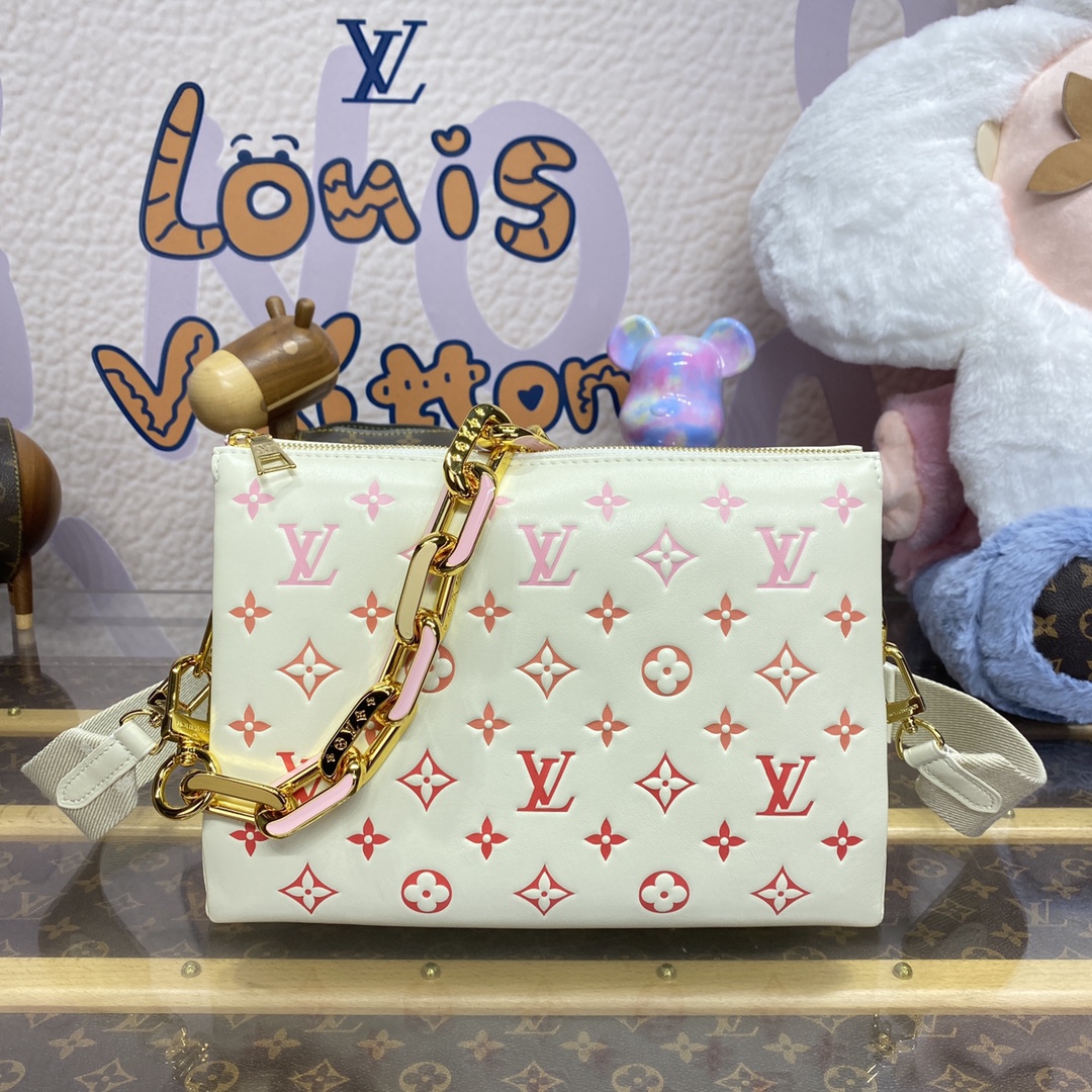 LOUIS VUITTON 2024 SS 루이비통 선라이즈 아쿠아렐 쿠상 PM 크로스백 화이트 M25110 여성 가방 커스텀급