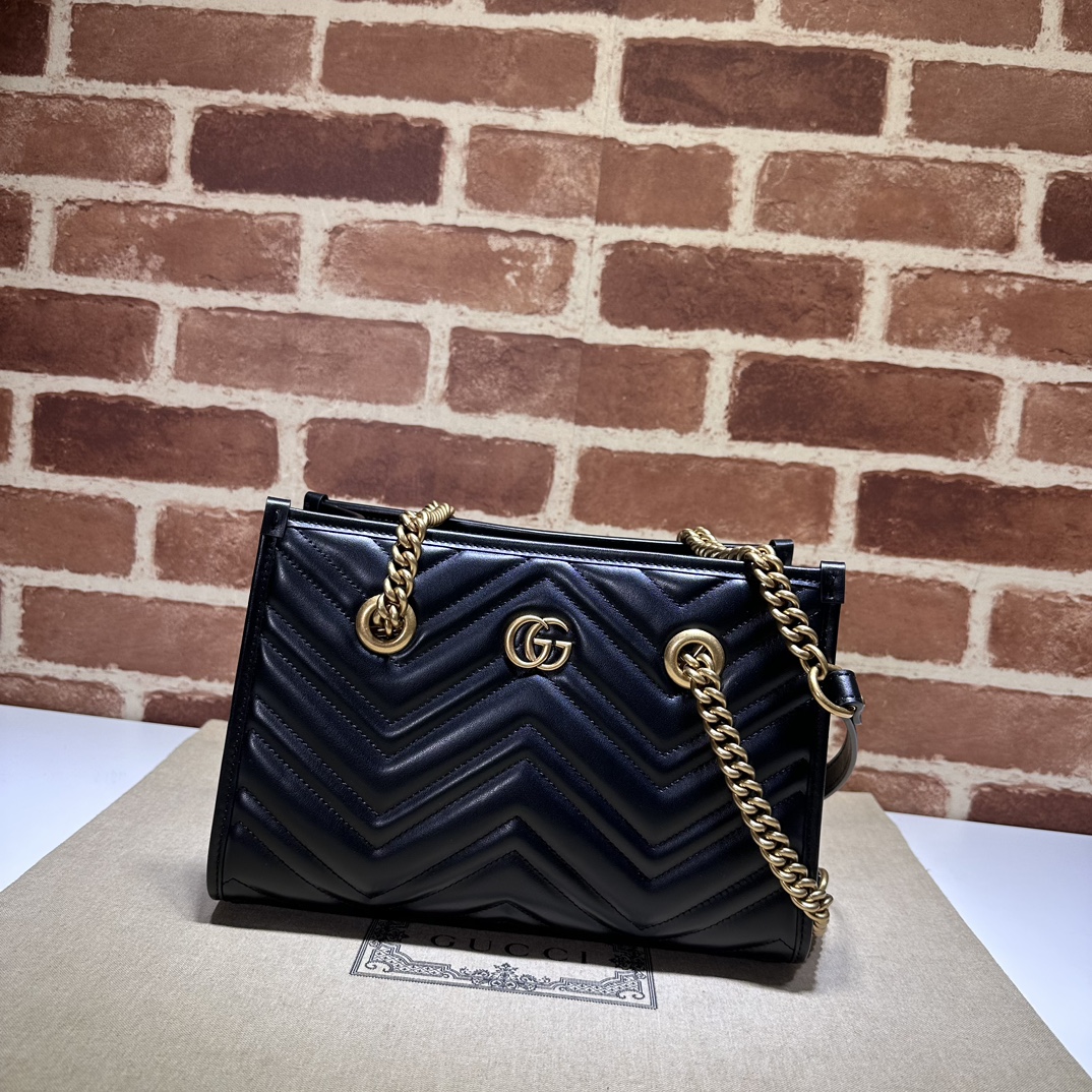 GUCCI 2024 SS 구찌 GG 마몬트 마틀라세 스몰 블랙 토트백 779727 여성 가방 커스텀급
