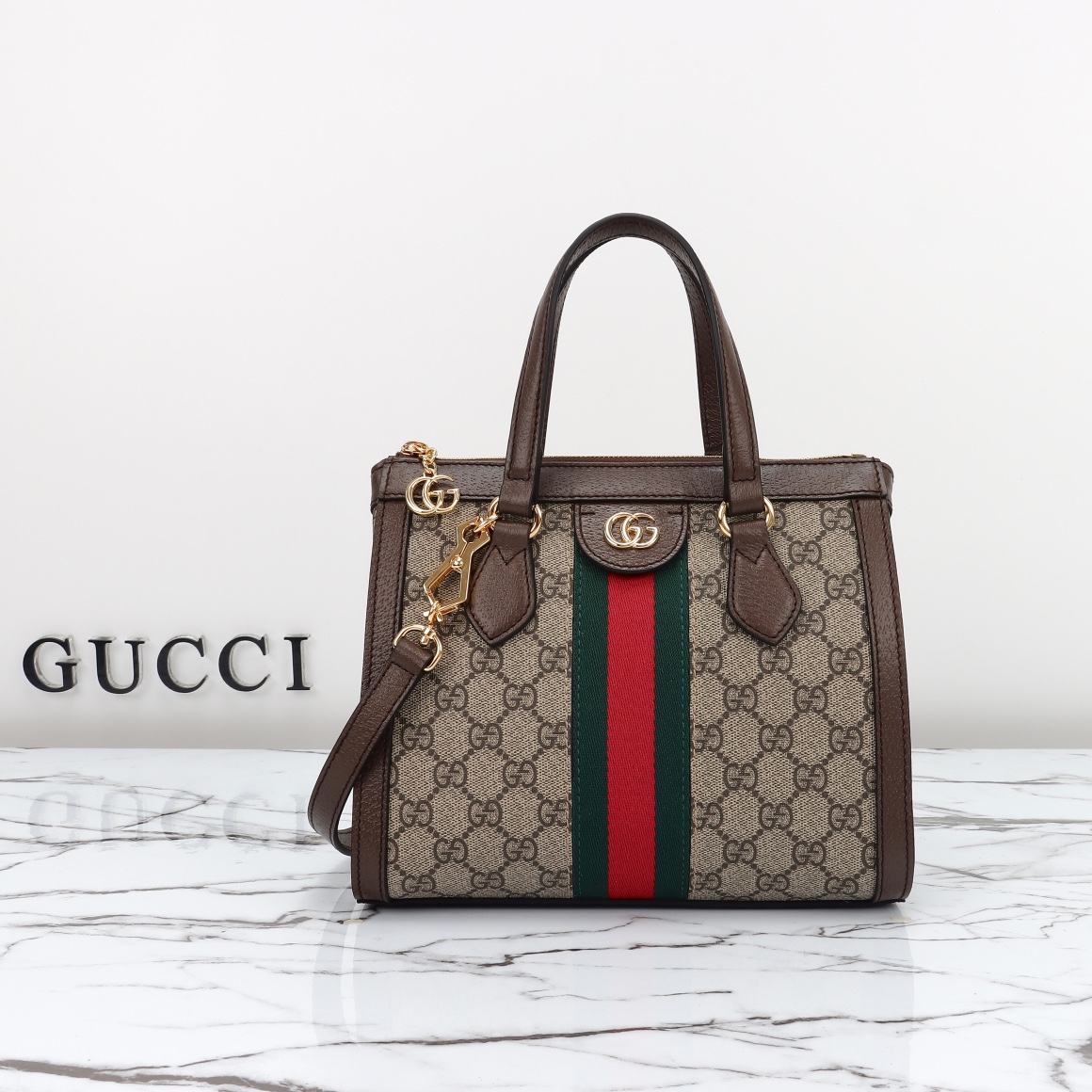 GUCCI 2024 SS 구찌 오피디아 브라운 GG 스몰 토트백 547551 여성 가방 커스텀급