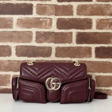 GUCCI 2024 SS 구찌 GG 마몬트 숄더백 버건디 795228 여성 가방 커스텀급