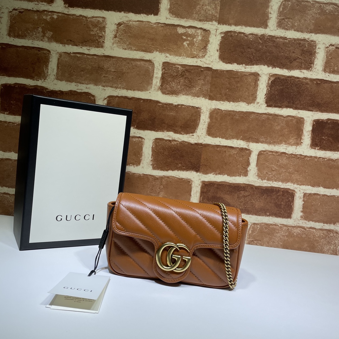 GUCCI 2024 SS 구찌 GG 마몬트 마틀라세 슈퍼 미니백 브라운 476433 여성 가방 커스텀급