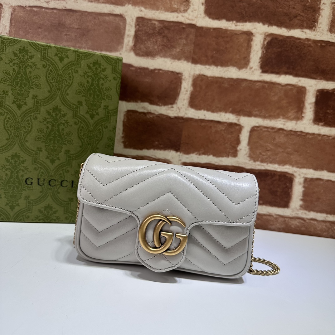 GUCCI 2024 SS 구찌 GG 마몬트 마틀라세 슈퍼 미니백 그레이 476433 여성 가방 커스텀급