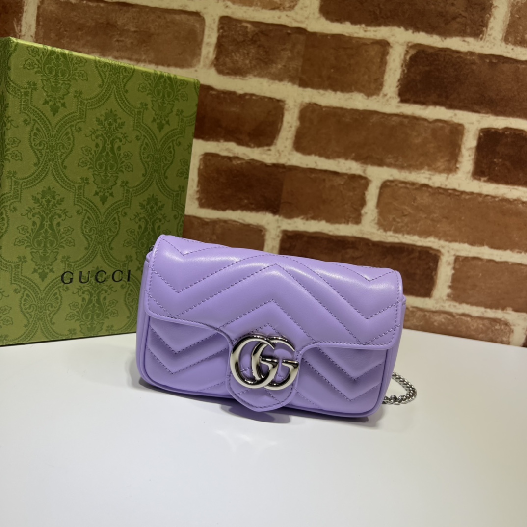 GUCCI 2024 SS 구찌 GG 마몬트 마틀라세 슈퍼 미니백 보라 476433 여성 가방 커스텀급