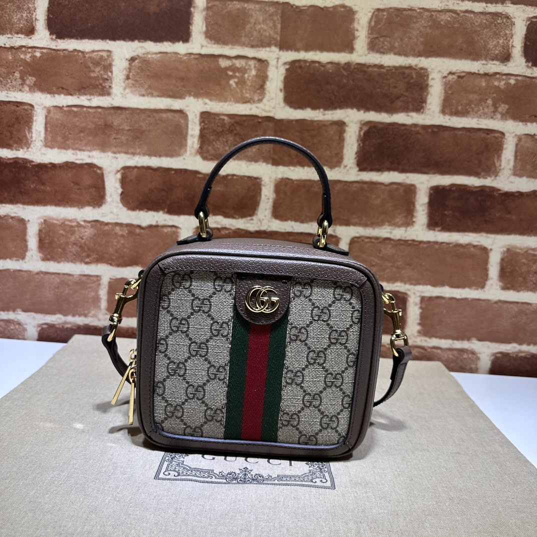 GUCCI 2024 SS 구찌 오피디아 GG 미니 탑 핸들백 브라운 772157 여성 가방 커스텀급