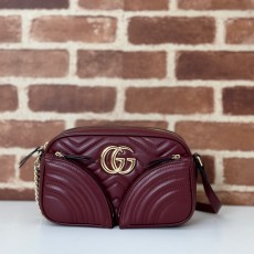 GUCCI 2024 SS 구찌 GG 마몬트 마틀라세 숄더백 버건디 798175 여성 가방 커스텀급