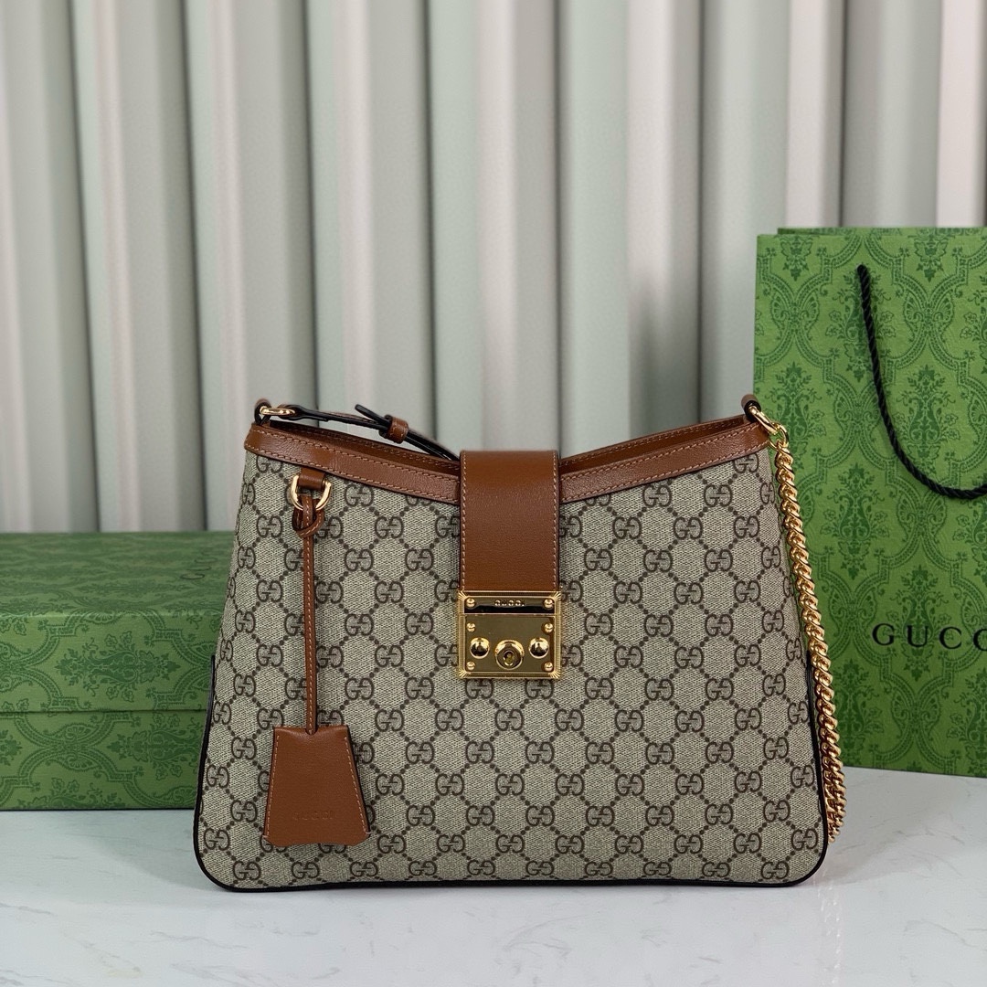 GUCCI 2024 SS 구찌 패드락 미듐 숄더백 쟈가드 카멜 795113 여성 가방 커스텀급