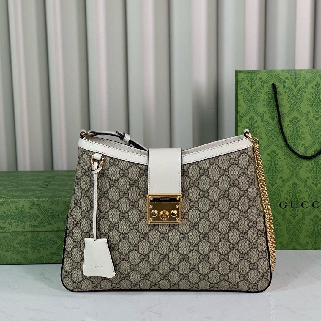 GUCCI 2024 SS 구찌 패드락 미듐 숄더백 쟈가드 화이트 795113 여성 가방 커스텀급