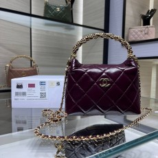 CHANEL 2024 SS 샤넬 체인 램스킨 골드 메탈 버건디 미니 토트백 AP4189 여성 가방 커스텀급