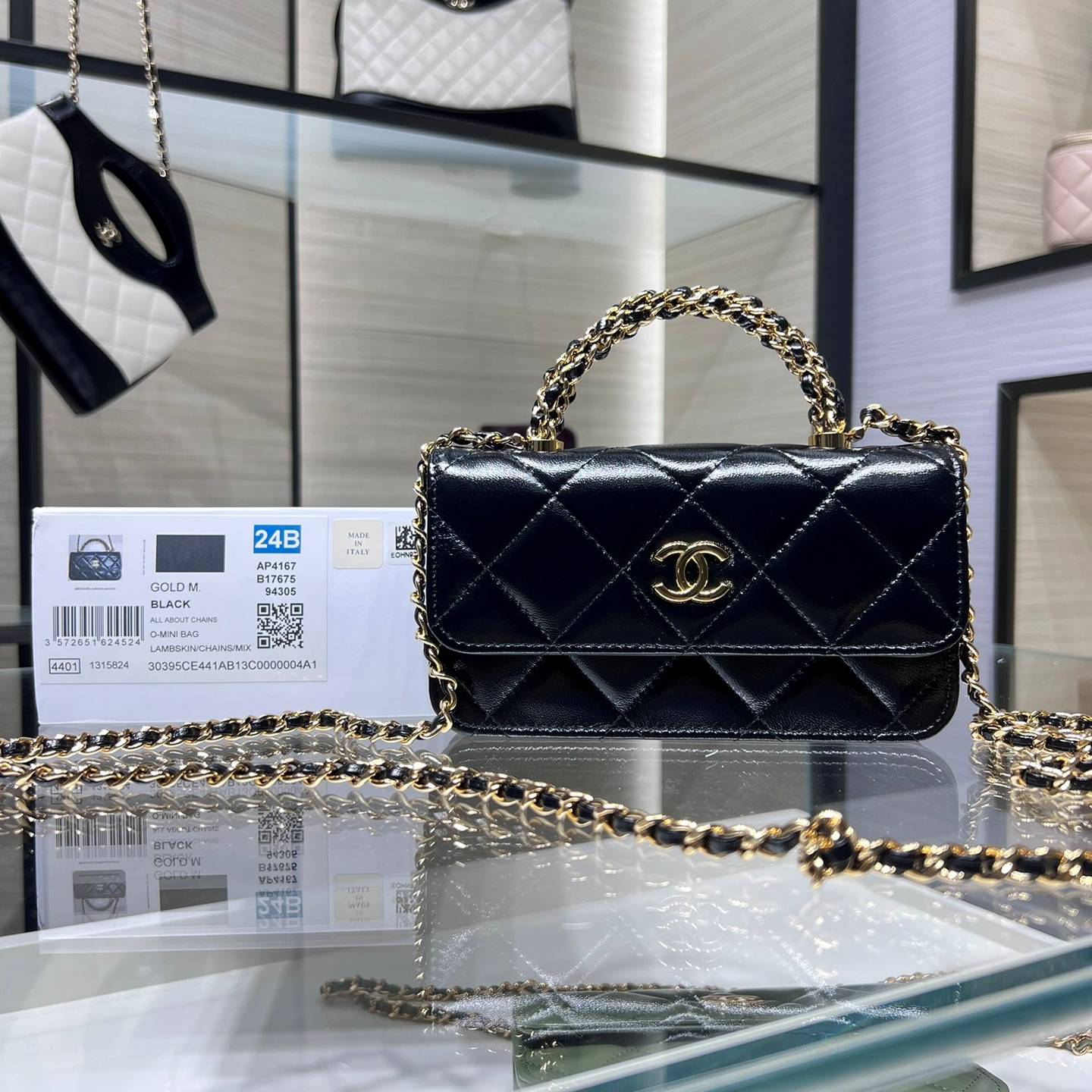 CHANEL 2024 SS 샤넬 체인 램스킨 골드 메탈 블랙 플랩 토트백 AP4167 여성 가방 커스텀급