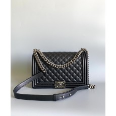 CHANEL 2025 SS 샤넬 체인 램스킨 골드 메탈 미듐 블랙 탑 핸들백  여성 가방