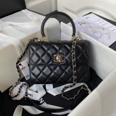 CHANEL 2024 SS 샤넬 체인 램스킨 골드 메탈 스몰 블랙 탑 핸들백 AS4654 여성 가방 커스텀급