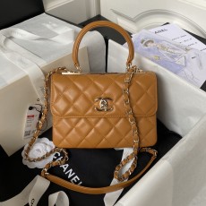 CHANEL 2024 SS 샤넬 체인 램스킨 골드 메탈 스몰 카멜 탑 핸들백 AS4654 여성 가방 커스텀급