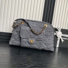 CHANEL 2024 SS 샤넬 체인 데님 그레이 골드 메탈 맥시 볼링 AS4812 여성 가방 커스텀급