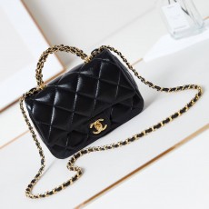 CHANEL 2024 SS 샤넬 체인 램스킨 핸들 미니 플랩백 블랙 AS5032 여성 가방 커스텀급