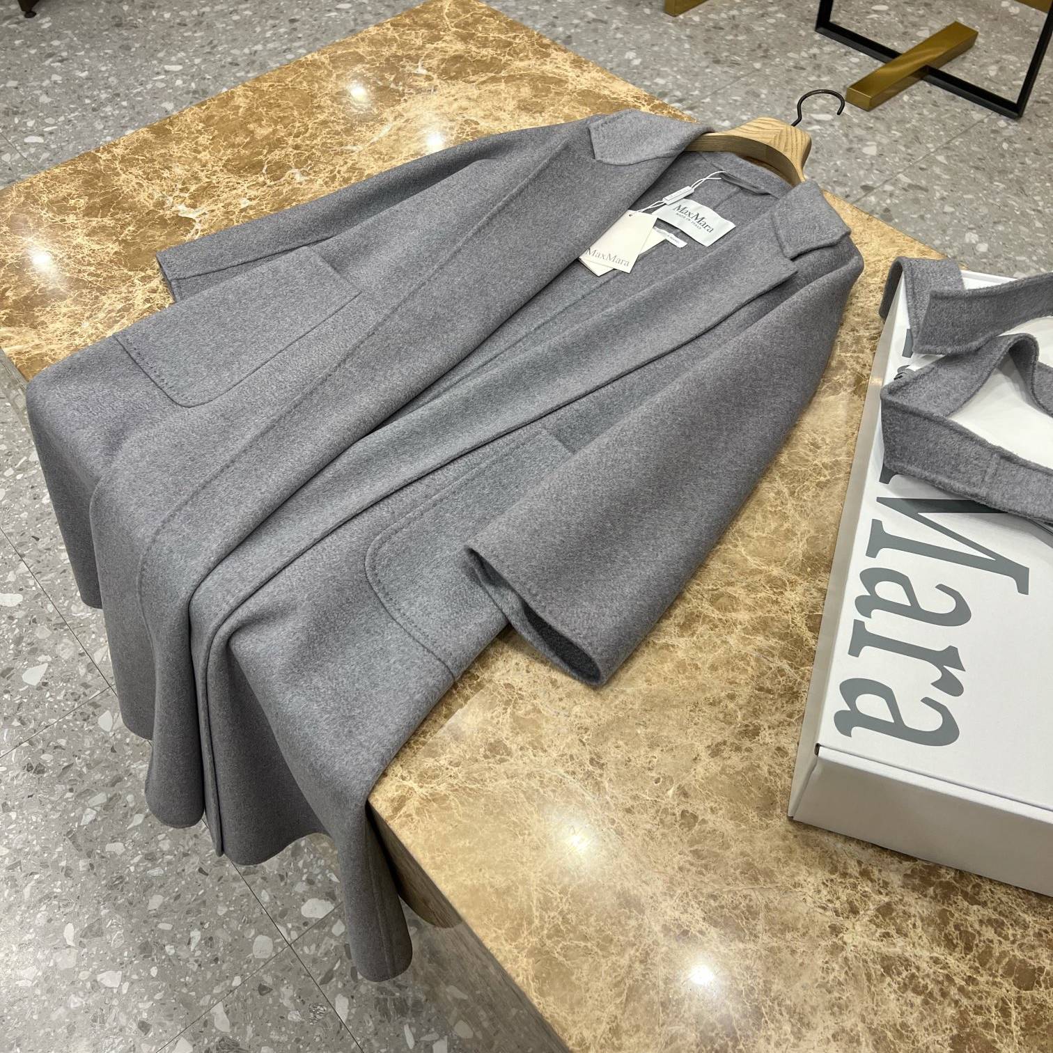 MAXMARA 2024 SS 막스마라 고트 캐시미어 100% 그레이 여성 중코트 커스텀급
