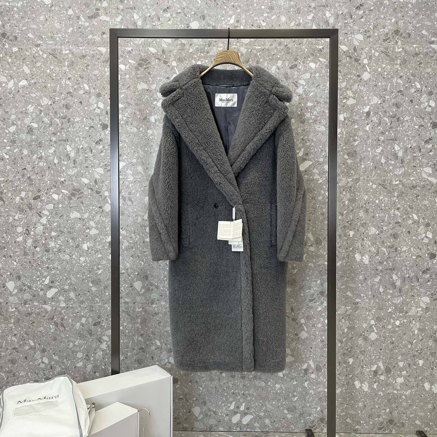 MAXMARA 2024 SS 막스마라 알파카퍼 고트 캐시미어 딥그레이 여성 롱코트 커스텀급