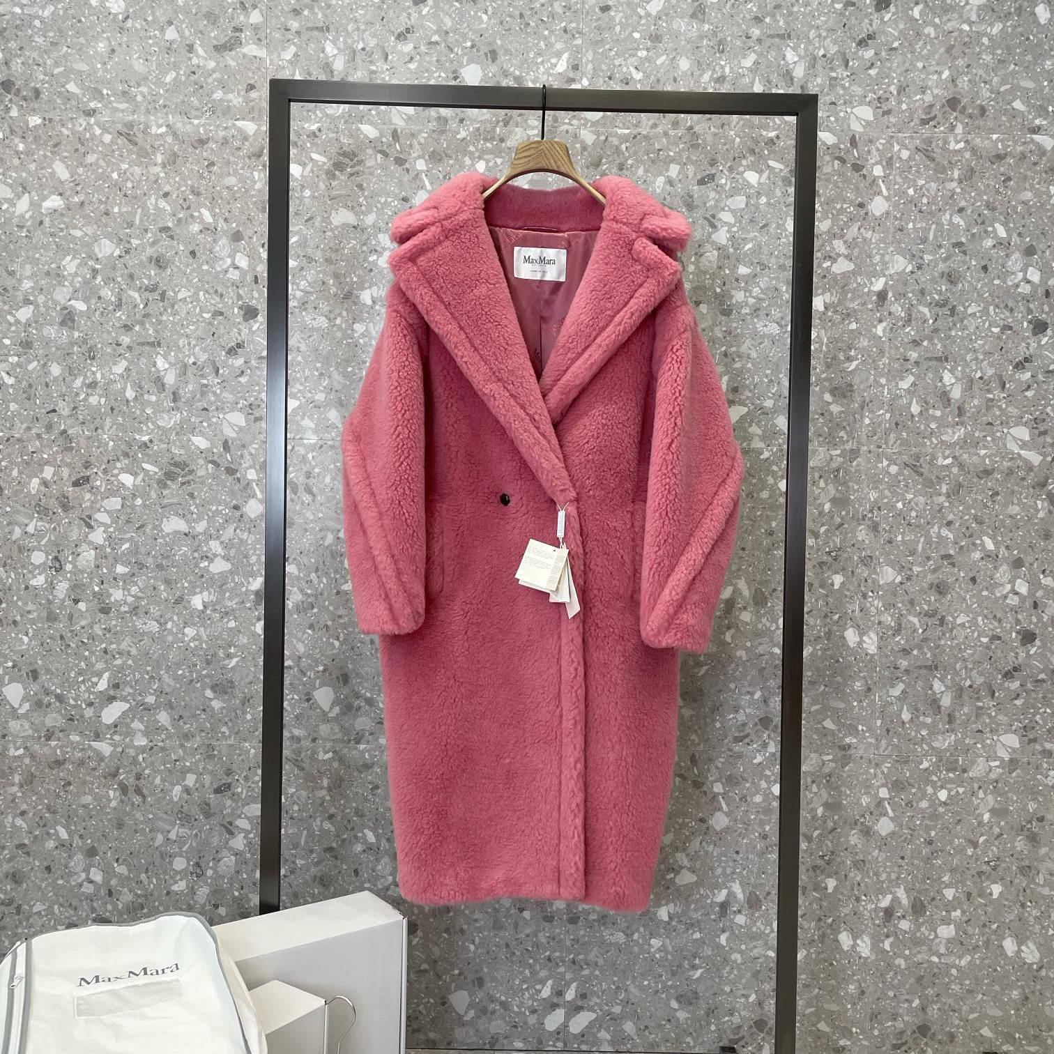 MAXMARA 2024 SS 막스마라 알파카퍼 고트 캐시미어 핑크 여성 롱코트 커스텀급