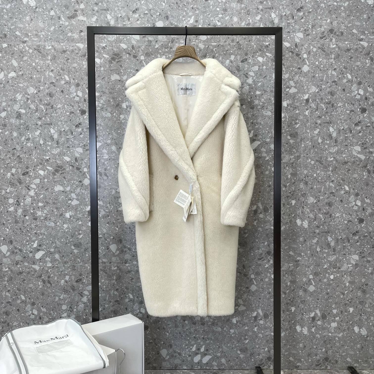 MAXMARA 2024 SS 막스마라 알파카퍼 고트 캐시미어 아이보리 여성 롱코트 커스텀급