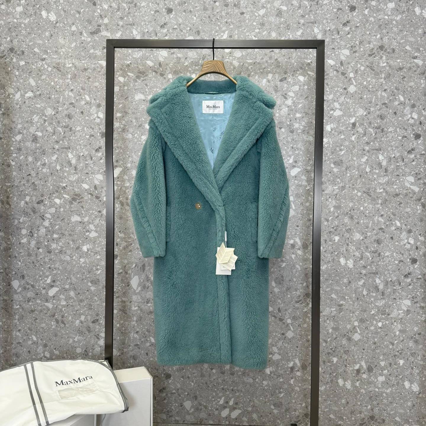 MAXMARA 2024 SS 막스마라 알파카퍼 고트 캐시미어 민트그린 여성 롱코트 커스텀급