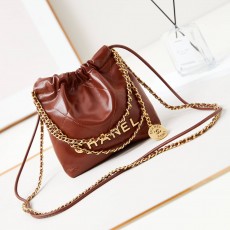 CHANEL 2024 SS 샤넬 체인 램스킨 골드메탈 22 미니 호보백 브라운 AS3980 여성 가방 커스텀급