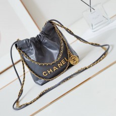 CHANEL 2024 SS 샤넬 체인 램스킨 골드메탈 22 미니 호보백 그레이 AS3980 여성 가방 커스텀급