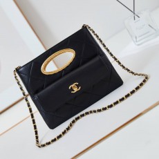 CHANEL 2024 SS 샤넬 체인 램스킨 골드메탈 포켓 클러치백 블랙 AS5038 여성 가방 커스텀급