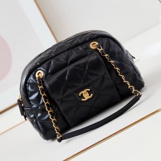 CHANEL 2024 SS 샤넬 체인 램스킨 골드메탈 스몰 볼링백 블랙 AS4812 여성 가방 커스텀급