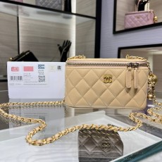CHANEL 2024 SS 샤넬 체인 램스킨 골드볼 베니티백 베이지 AP2303 여성 가방 커스텀급