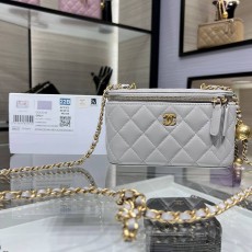CHANEL 2024 SS 샤넬 체인 램스킨 골드볼 베니티백 그레이 AP2303 여성 가방 커스텀급