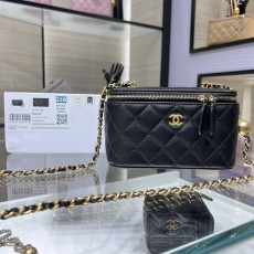 CHANEL 2024 SS 샤넬 체인 램스킨 골드볼 베니티백 블랙 AP2303 여성 가방 커스텀급