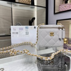 CHANEL 2024 SS 샤넬 체인 램스킨 골드볼 베니티백 스몰 그레이 AP1447 여성 가방 커스텀급