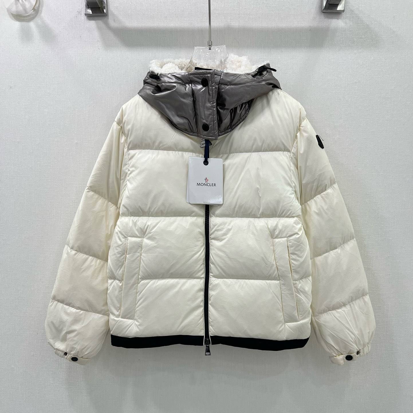 MONCLER 2024 SS 몽클레어 투톤 후드 블랙로고 화이트 여성 패딩 커스텀급