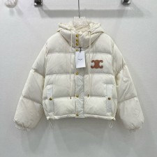 CELINE 2024 SS 셀린느 퀄팅 후드 로고 포켓 아이보리 여성 패딩 커스텀급