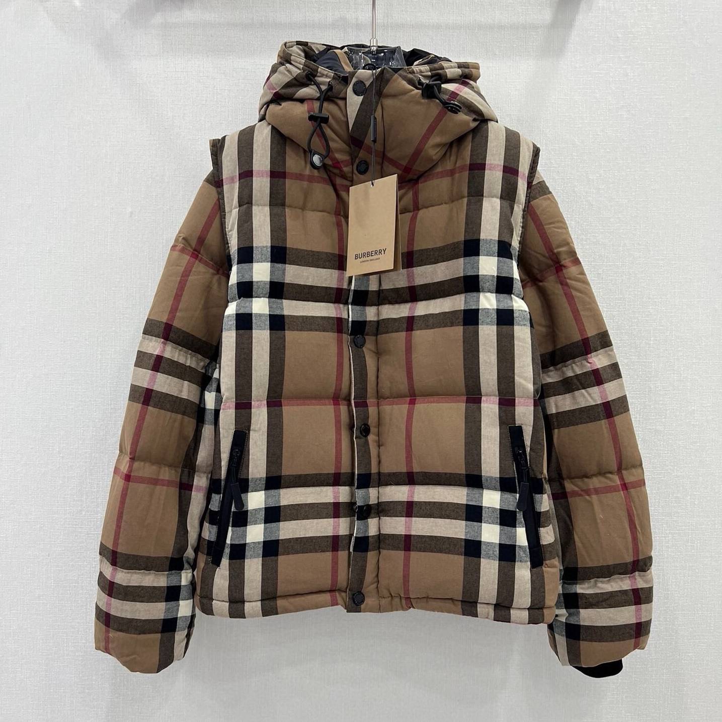 BURBERRY 2024 SS 버버리 체크무늬 후드 베이지 여성 패딩 커스텀급