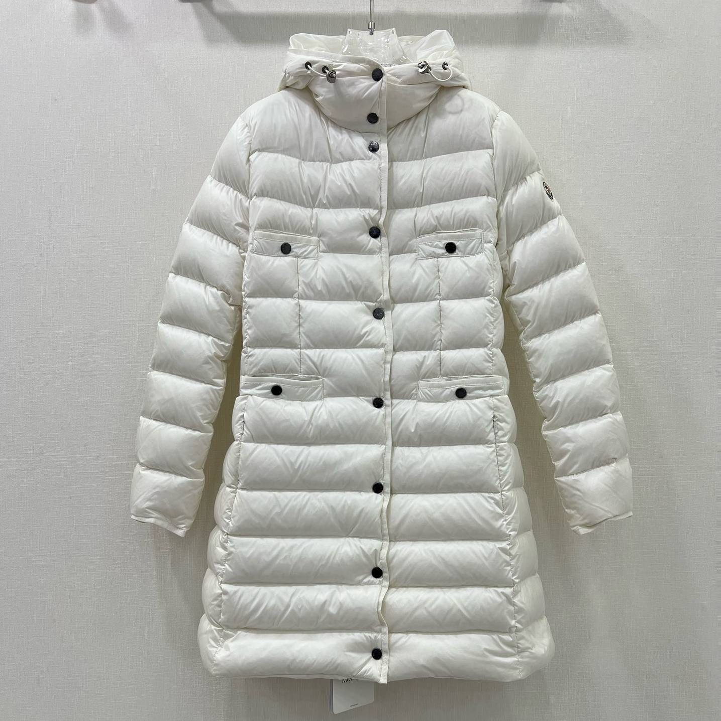 MONCLER 2024 SS 몽클레어 퀄팅 후드 포켓 화이트 여성 롱패딩 커스텀급