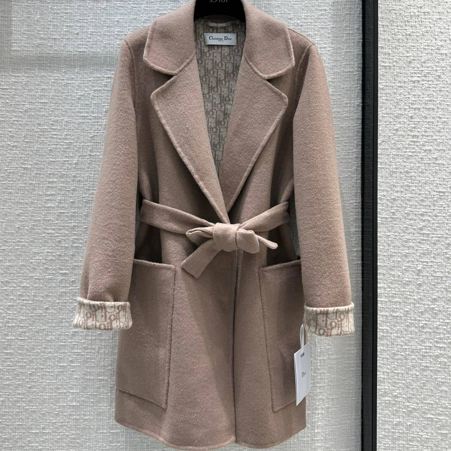 DIOR 2024 SS 디올 벨트 캐시미어 베이지 100% 업뎃버젼 여성 롱코트 커스텀급