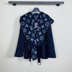 LOUIS VUITTON 2024 SS 루이비통 벨트 후드 네이비 캐시미어 100% 업뎃버젼 여성 중코트 커스텀급