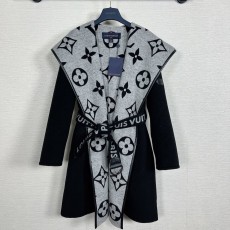 LOUIS VUITTON 2024 SS 루이비통 벨트 후드 투톤 블랙 캐시미어 100% 업뎃버젼 여성 롱코트 커스텀급