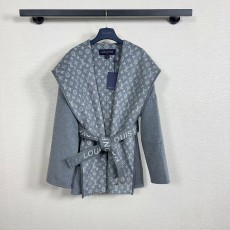 LOUIS VUITTON 2024 SS 루이비통 벨트 후드 그레이 캐시미어 100% 업뎃버젼 여성 중코트 커스텀급