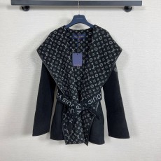 LOUIS VUITTON 2024 SS 루이비통 벨트 후드 블랙 캐시미어 100% 업뎃버젼 여성 중코트 커스텀급