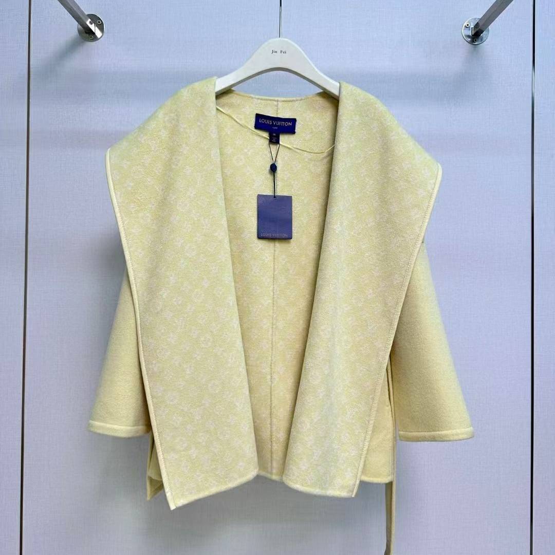 LOUIS VUITTON 2024 SS 루이비통 모노그램 후드 옐로우 캐시미어 100% 업뎃버젼 여성 중코트 커스텀급