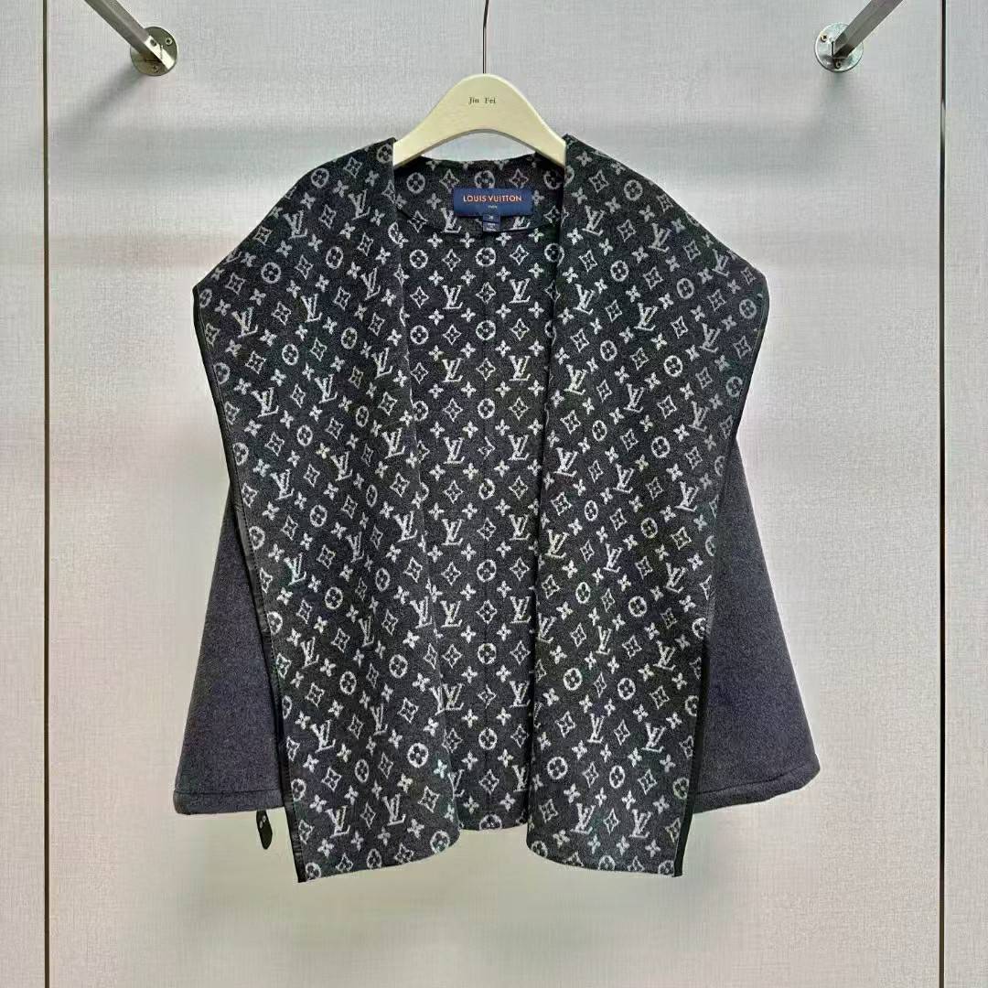 LOUIS VUITTON 2024 SS 루이비통 모노그램 후드 딥그레이 캐시미어 100% 업뎃버젼 여성 중코트 커스텀급