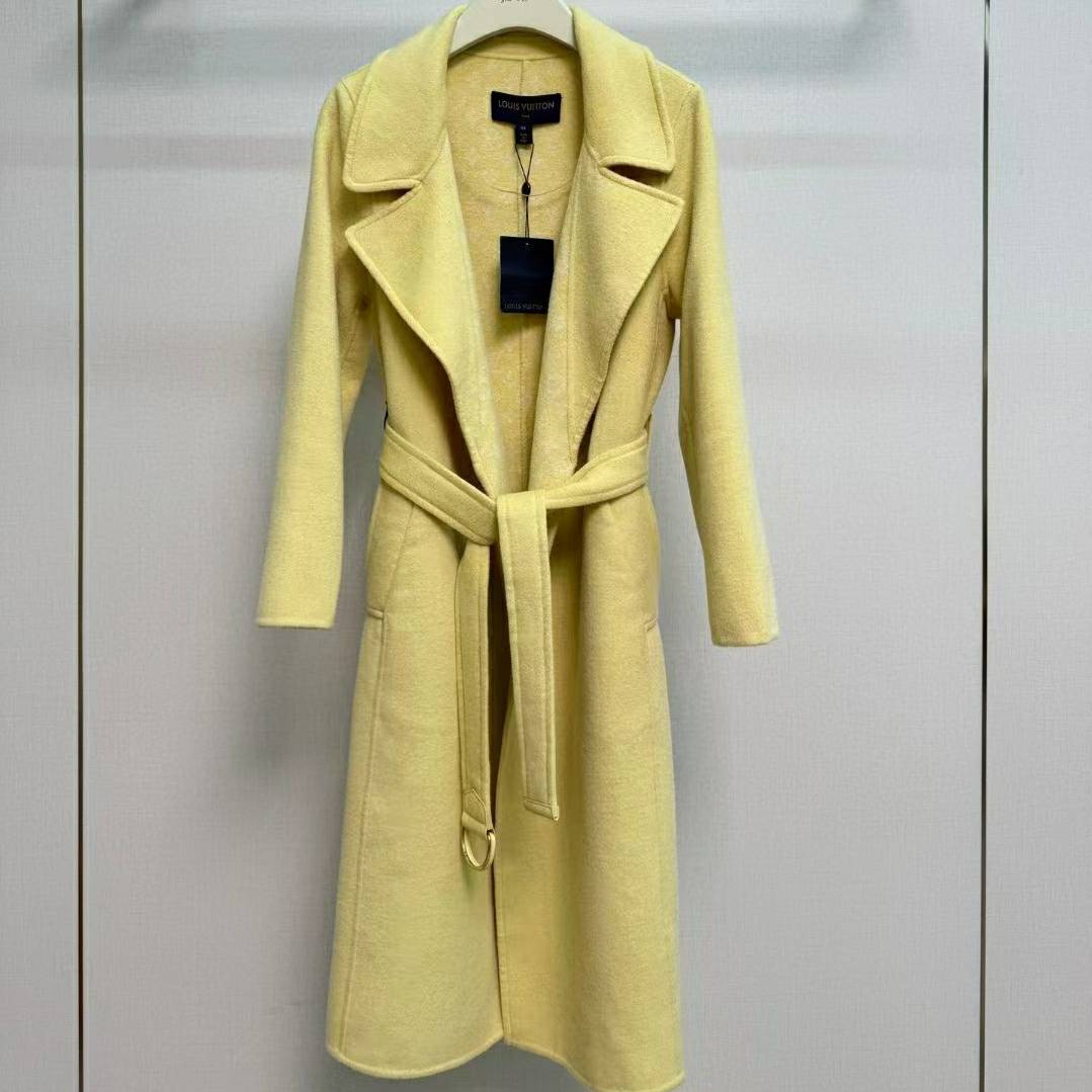 LOUIS VUITTON 2024 SS 루이비통 모노그램 카라 옐로우 캐시미어 100% 업뎃버젼 여성 중코트 커스텀급