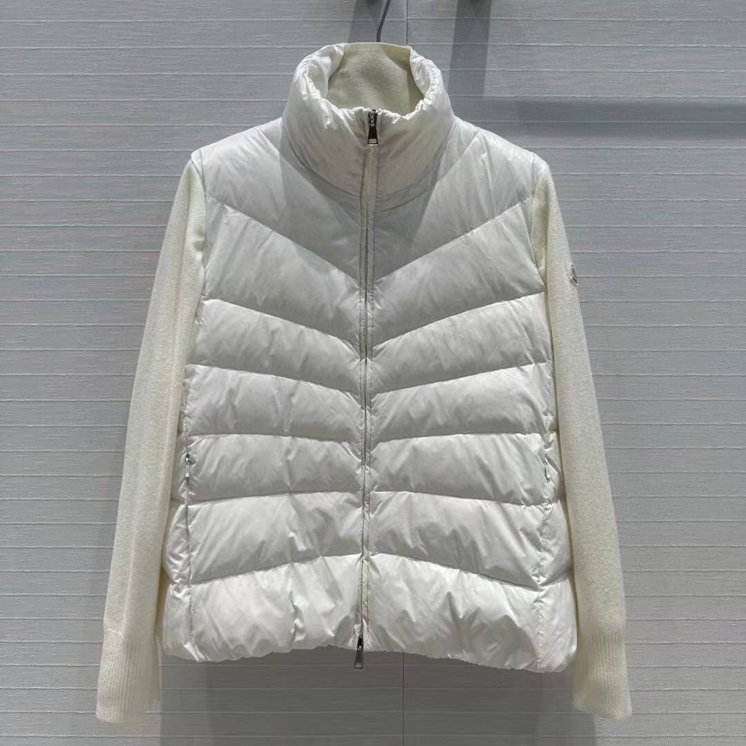 MONCLER 2024 SS 몽클레어 퀄팅 투톤 니트 지퍼포켓 여성 반패딩 커스텀급