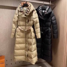 BURBERRY 2024 SS 버버리 퀄팅 체크 후드 벨트 포켓 여성 롱패딩 커스텀급