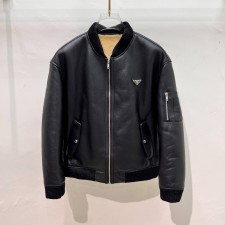 PRADA 2024 SS 프라다 양퍼안감 양가죽 블랙 남성 점퍼 프리미엄급