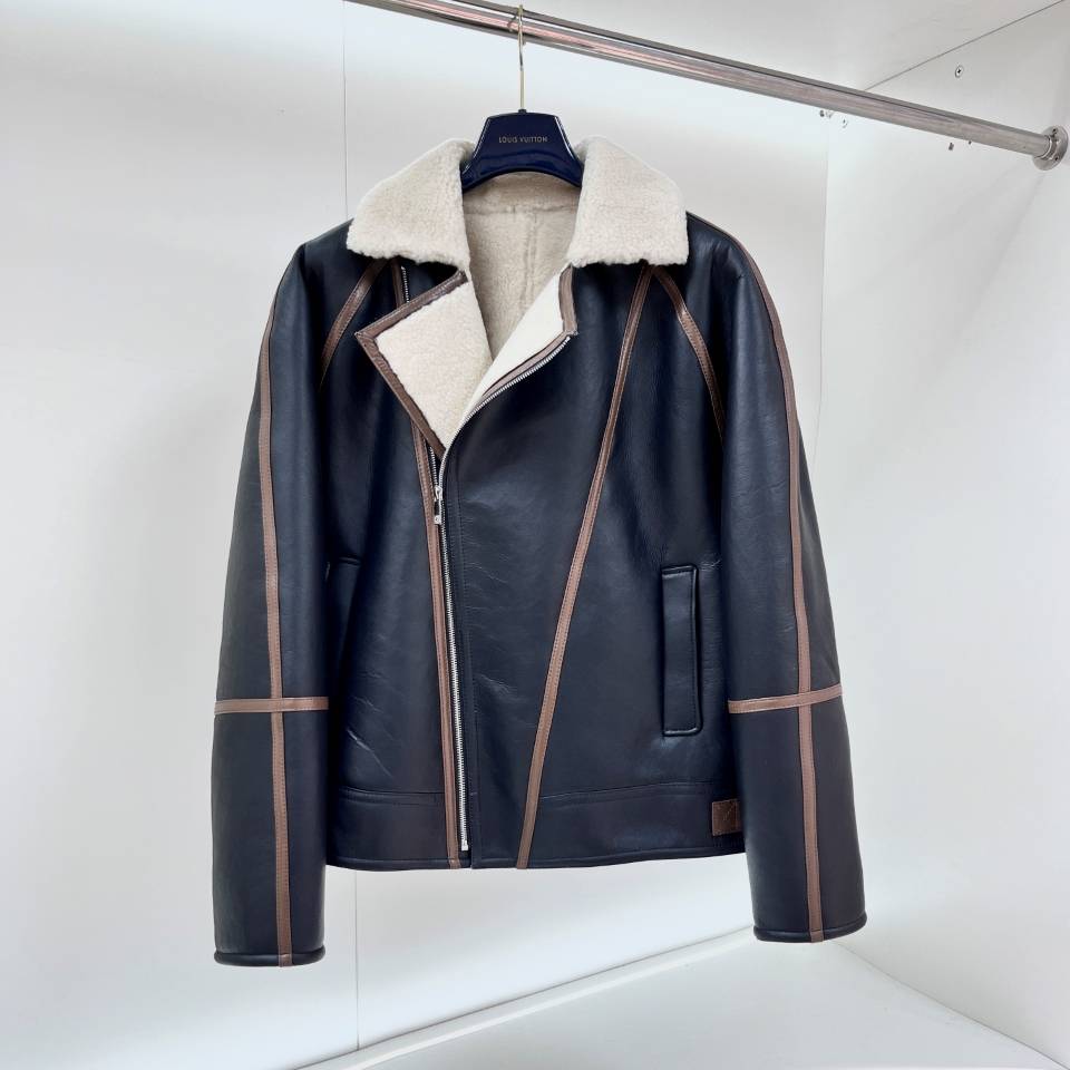 LOEWE 2024 SS 로에베 양퍼 양가죽 브라운라인 블랙 남성 점퍼 프리미엄급