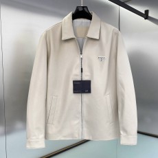 PRADA 2024 SS 프라다 삼각로고 포켓 양가죽 아이보리 남성 점퍼 커스텀급