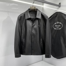 PRADA 2024 SS 프라다 카라 삼각로고 양가죽 포켓 블랙 남성 점퍼 커스텀급