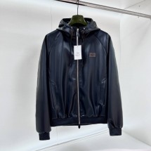 BERLUTI 2024 SS 후드 패치로고 양가죽 블랙 남성 점퍼 프리미엄급